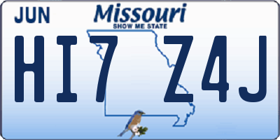 MO license plate HI7Z4J