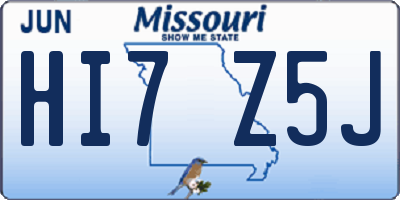 MO license plate HI7Z5J