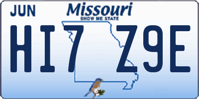 MO license plate HI7Z9E