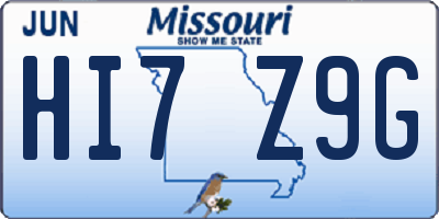 MO license plate HI7Z9G