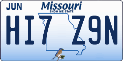 MO license plate HI7Z9N
