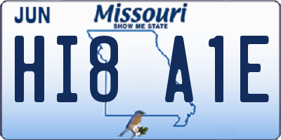 MO license plate HI8A1E