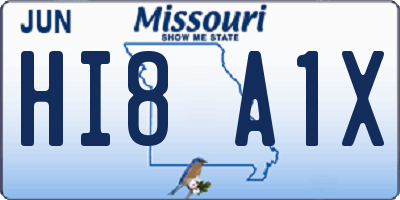 MO license plate HI8A1X