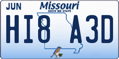 MO license plate HI8A3D