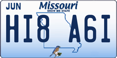 MO license plate HI8A6I