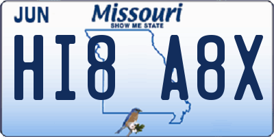 MO license plate HI8A8X