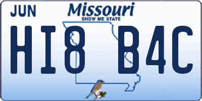 MO license plate HI8B4C