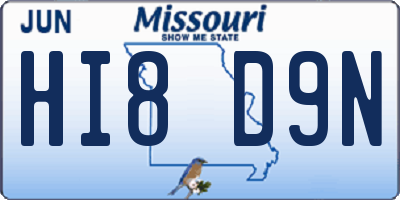 MO license plate HI8D9N