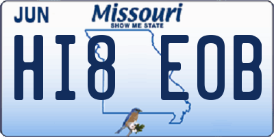 MO license plate HI8E0B
