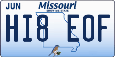 MO license plate HI8E0F
