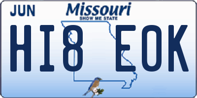 MO license plate HI8E0K
