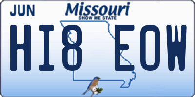 MO license plate HI8E0W