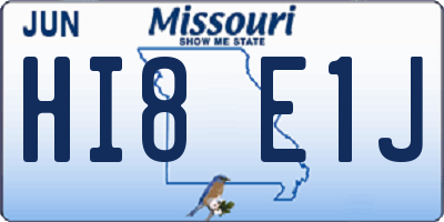 MO license plate HI8E1J