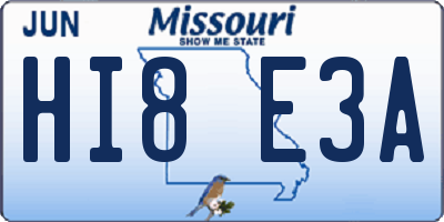 MO license plate HI8E3A