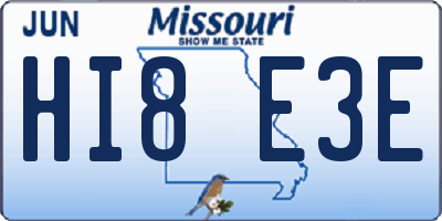 MO license plate HI8E3E