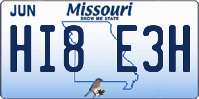 MO license plate HI8E3H