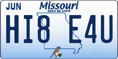 MO license plate HI8E4U