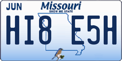 MO license plate HI8E5H