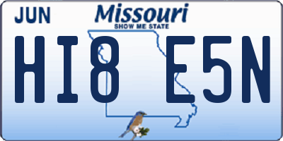 MO license plate HI8E5N
