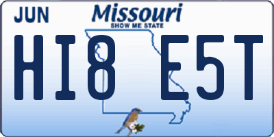 MO license plate HI8E5T