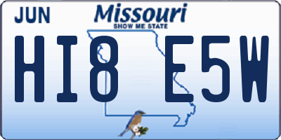 MO license plate HI8E5W