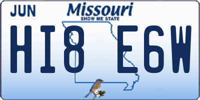 MO license plate HI8E6W