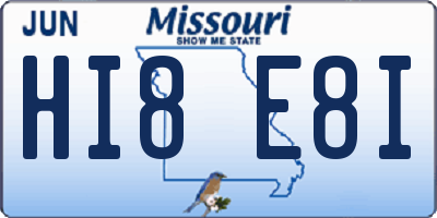 MO license plate HI8E8I