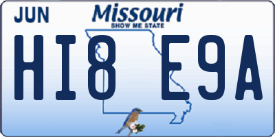MO license plate HI8E9A