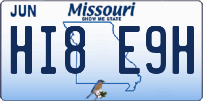 MO license plate HI8E9H