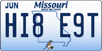 MO license plate HI8E9T
