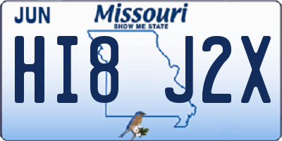 MO license plate HI8J2X