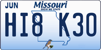 MO license plate HI8K3O