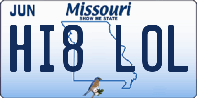 MO license plate HI8L0L