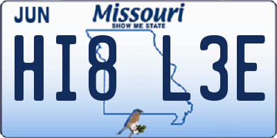 MO license plate HI8L3E