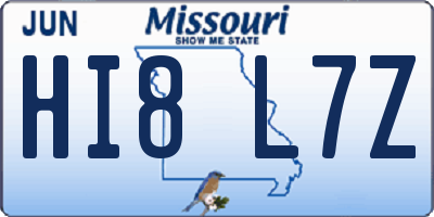 MO license plate HI8L7Z