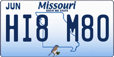 MO license plate HI8M8O