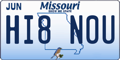MO license plate HI8N0U