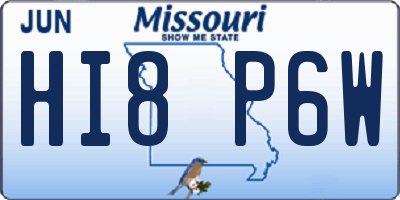 MO license plate HI8P6W
