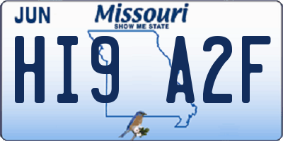 MO license plate HI9A2F