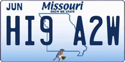 MO license plate HI9A2W