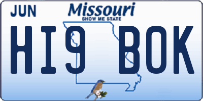 MO license plate HI9B0K