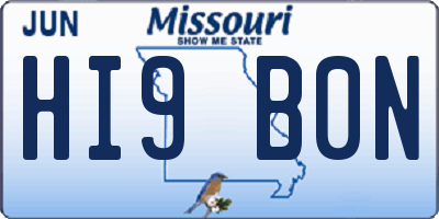 MO license plate HI9B0N