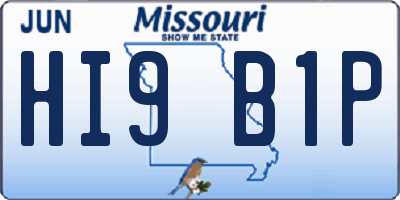 MO license plate HI9B1P