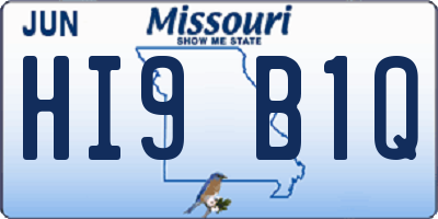 MO license plate HI9B1Q