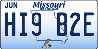 MO license plate HI9B2E