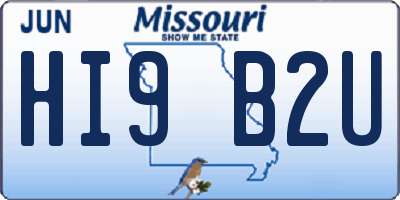 MO license plate HI9B2U