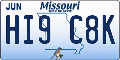 MO license plate HI9C8K