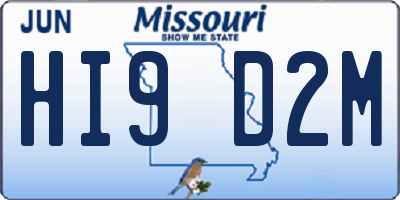 MO license plate HI9D2M