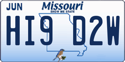 MO license plate HI9D2W