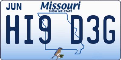 MO license plate HI9D3G